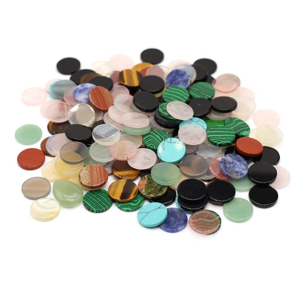 9774 15pcs Natural Crystal Stone Pendant, Heart shaped Circular Elliptical